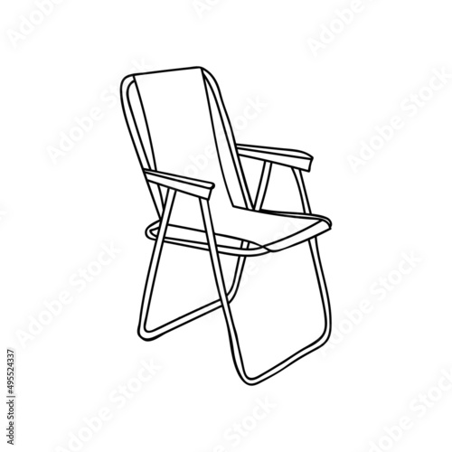 Folding chair doodle icon. Hand drawn portable chair illustration in vector. Doodle camp chair illustration in vector.