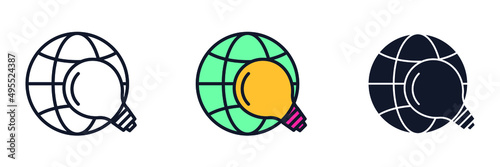 global solutions icon symbol template for graphic and web design collection logo vector illustration