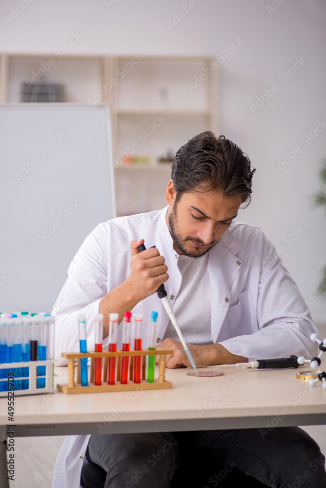 Young male chemist working at the lab Young male chemist working at the lab