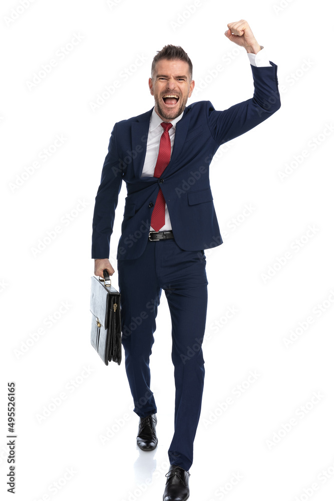 businessman coming from work and celebrating success businessman coming from work and celebrating success