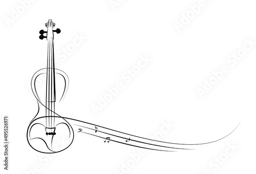 Sketch of the violin with notes.