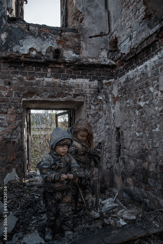 Children without a home, apocalypse, war