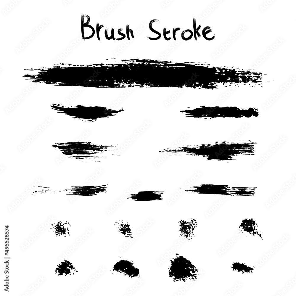 Brush strokes, Vector paint painting. Black and white, monochrome. hand drawn