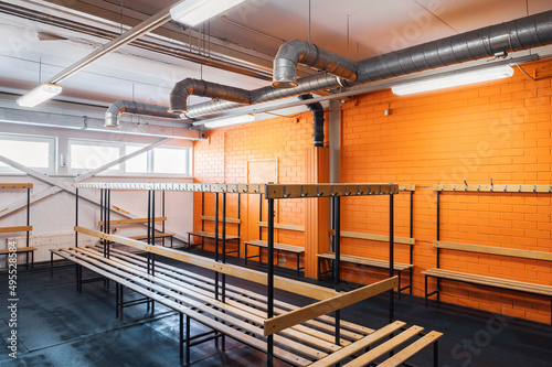 Ice hockey locker rooms in sports arena