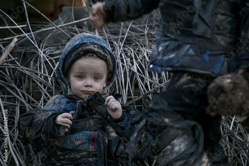 Children without a home, apocalypse, war