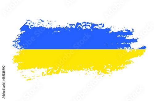 Brush stroke in the colors of the Ukrainian flag. Vector illustration. Ukraine national flag.