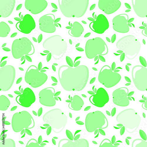 Apple cartoon whole fruit seamless pattern on white background. Vector illustration.