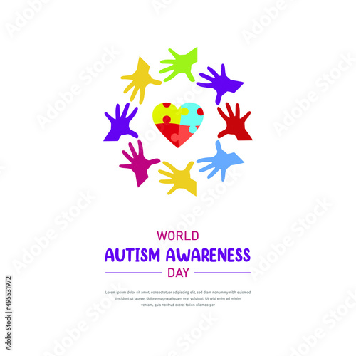 World autism awareness day with puzzle kid suitable for greeting card flyer poster or banner