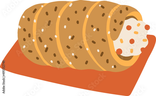 Trdelnik or trdlo with sweet filling illustration