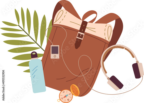 Backpack and travel stuff illustrtaion