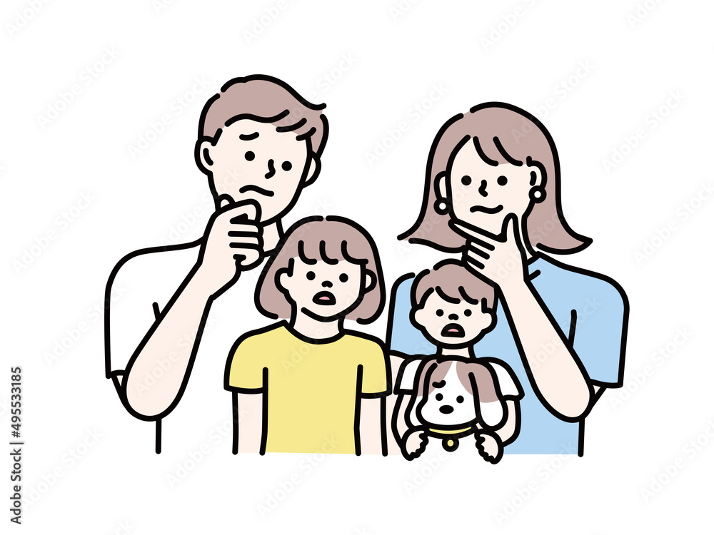 親子、両親、夫婦、家族のイラスト(悩む、考える、困る、結婚、子供) Illustrations of parents and children, parents, husband and wife, and family.agonize, think, be troubled, marry, child. 親子、両親、夫婦、家族のイラスト(悩む、考える、困る、結婚、子供) Illustrations of parents and children, parents, husband and wife, and family.agonize, think, be troubled, marry, child.