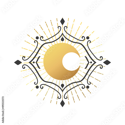 Moon Mystical Icon logo. Vector Illustration.