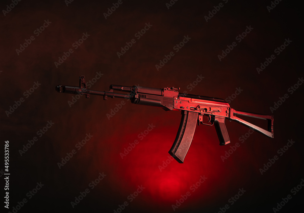 kalashnikov assault rifle in smoke kalashnikov assault rifle in smoke