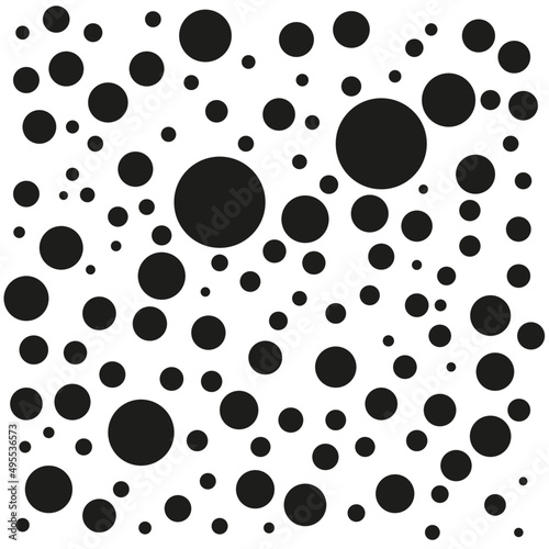 Pattern of black dots of different sizes on white background