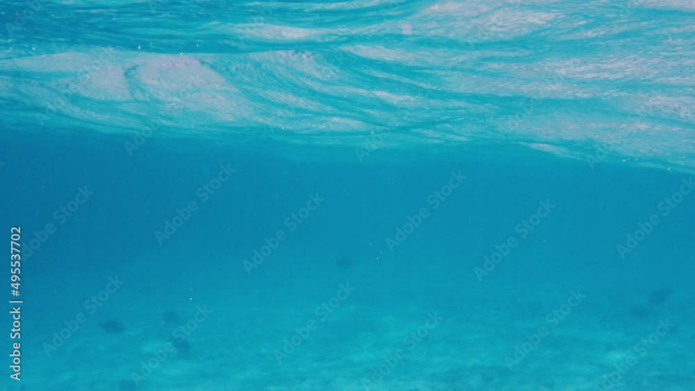 Sea surface underwater view. Clear sea water in Maldives Sea surface underwater view. Clear sea water in Maldives