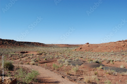 The rugged desert landscape of the Colorado Plateau, Wupatki National Monument, Coconino County, Flagstaff, Arizona.