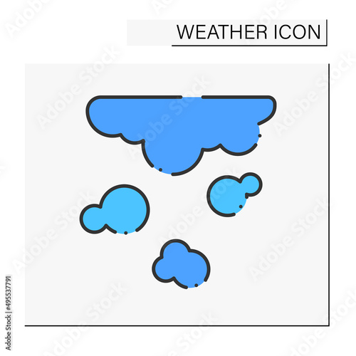 Smog color icon. Industrial plant emissions to the atmosphere.Meteorology. Air pollution. Greenhouse effect. Weather concept. Isolated vector illustration