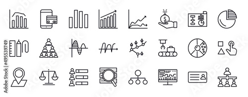 business and analytics editable line icons set. business and analytics thin line icons collection. bars chart analysis, online payment, bar stats, graph, data wave, debt, business plan vector.