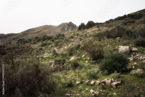 Sicilian Italian Coastal Hill Spring Landscape in Europe on a lovely day