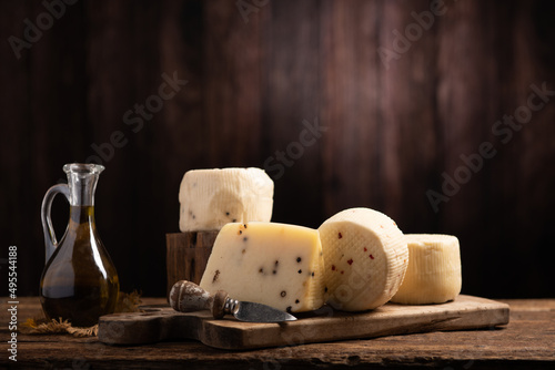 Forms of homemade pecorino cheese photo