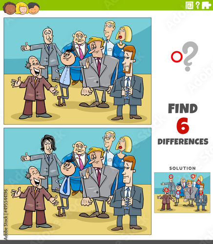 differences educational game with cartoon businessmen