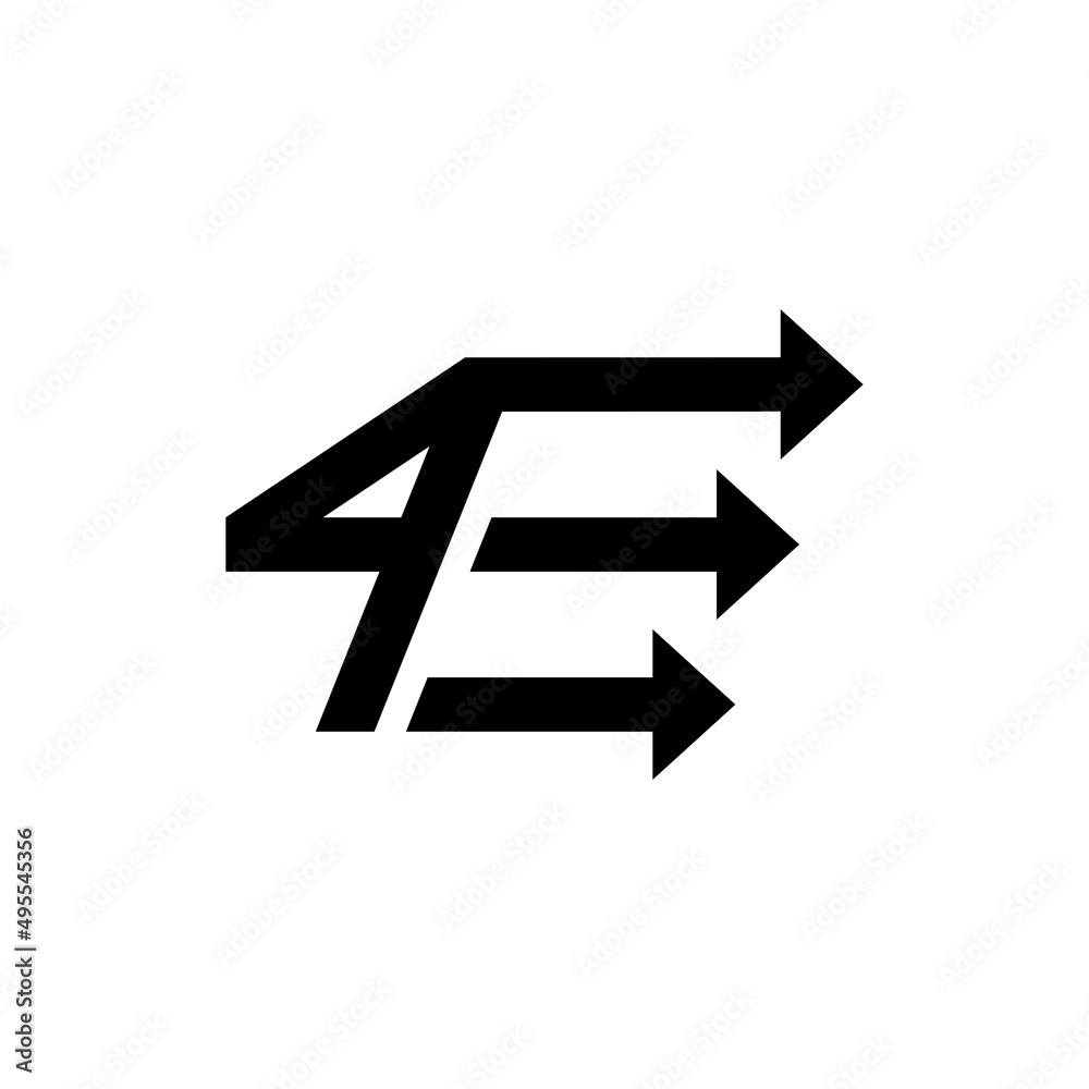 4E with Arrow logo design vector 4E with Arrow logo design vector