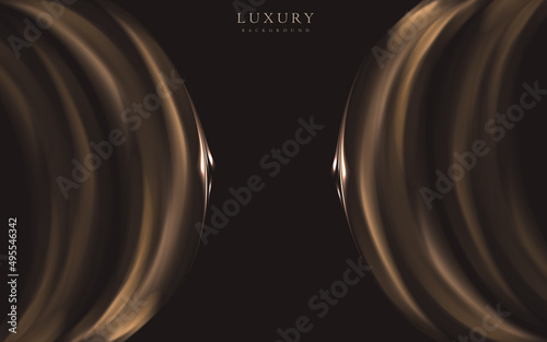 Elegant wavy silk fabric texture.  Cocoa cream 3d vector realistic illustration.