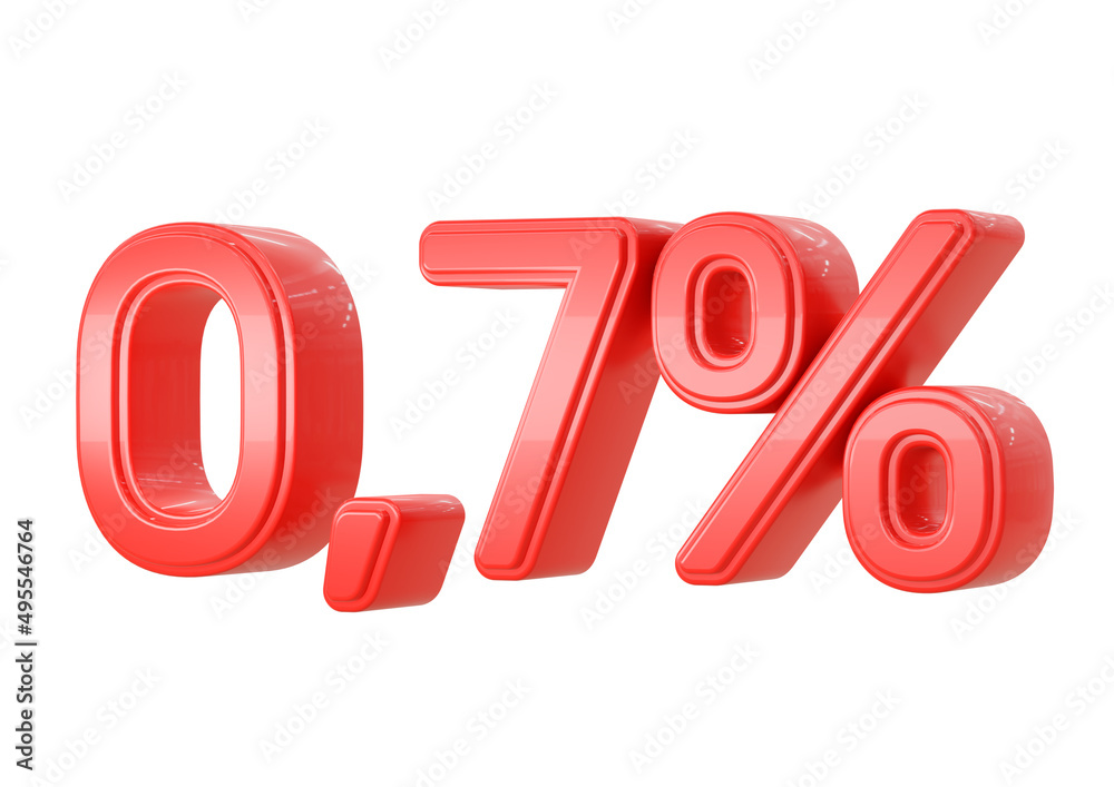 Red 0,7 percent discount, mathematical, financial and statistical symbol isolated on white background. Special Offer, Sale Up to Off, Banner, Advertising Red 0,7 percent discount, mathematical, financial and statistical symbol isolated on white background. Special Offer, Sale Up to Off, Banner, Advertising