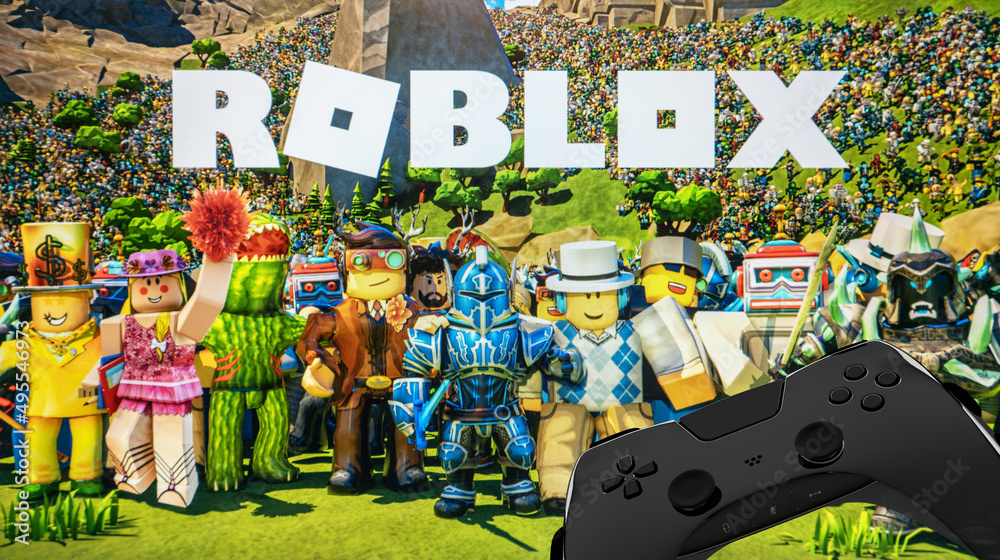 Roblox game with a console controller Stock Photo