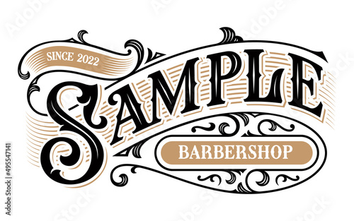 Monochrome vintage barbershop logo template