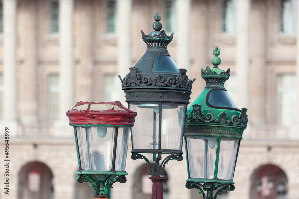 Street lamps in Paris . Light Post in Baroque Style 