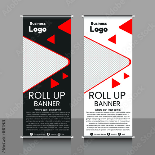 Vertical Banner Design Signboard Advertising, Red, blue, black Template Vector Layout Background and Street Business Flag of Convenience, Vector X banners