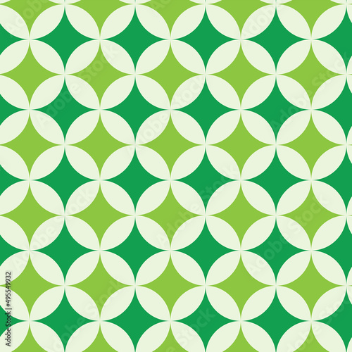 Mid century modern geometric seamless pattern in green and white . Great for wallpaper, home décor and textile 