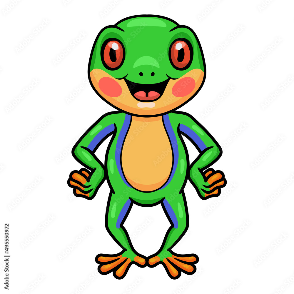 Cute little frog cartoon standing Cute little frog cartoon standing