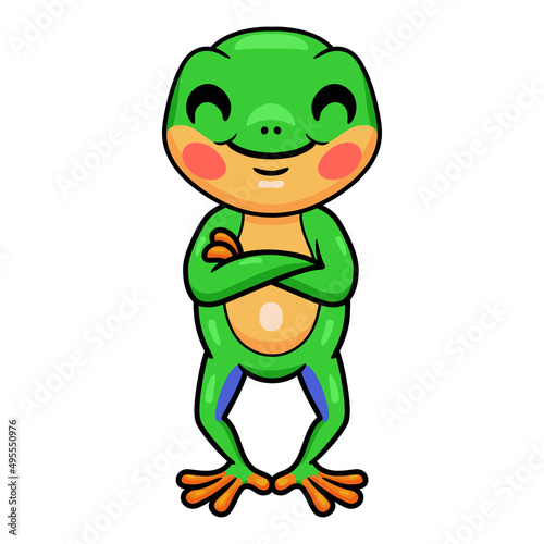 Cute little frog cartoon standing