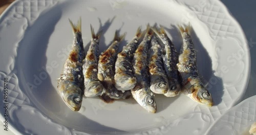 grilled sardines traditional delicacies of Malaga Spain