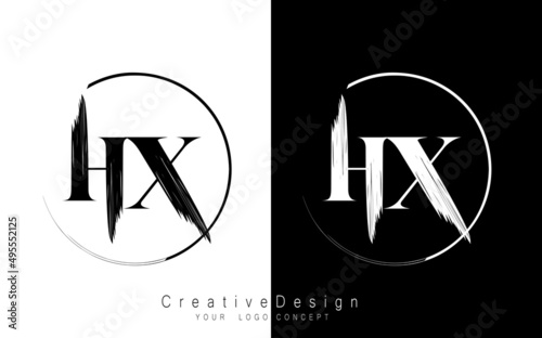 HX letter logo design template vector
