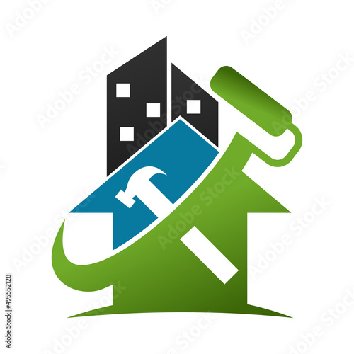 building repair and painting logo Icon Illustration Brand Identity