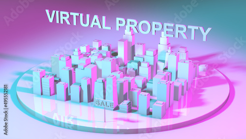 NFT Virtual property metaverse land minted on the blockchain NFTs technology - Illustration Rendering