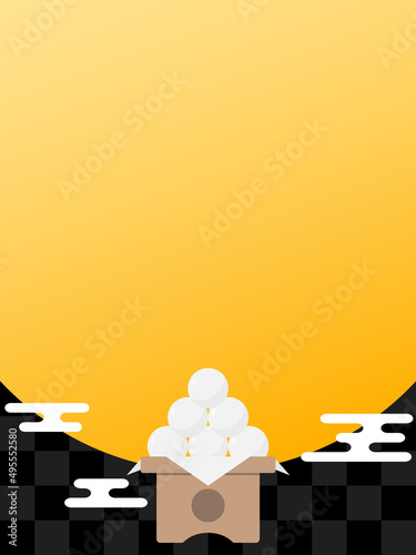 お月見の背景　縦位置　ブラック