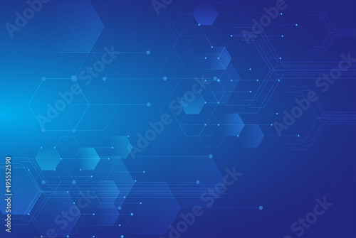 Modern blue gradient technology background. New technology background with geometric elements.