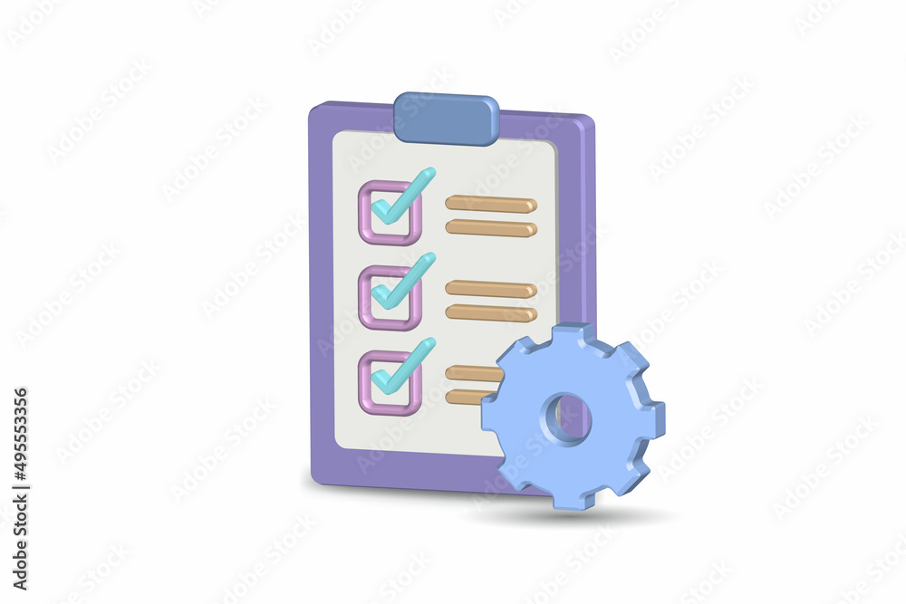 3D vector illustration of checklist icon with pastel color and isolated white background 3D vector illustration of checklist icon with pastel color and isolated white background