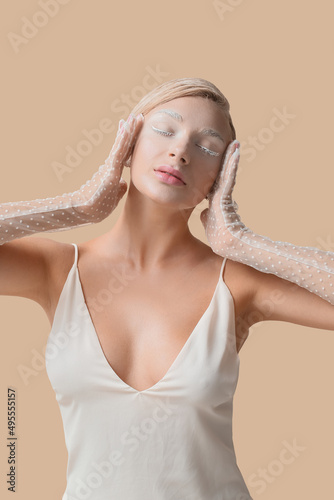 Beautiful young woman with ...