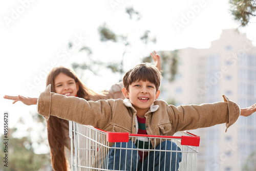 Cute children playing with ...