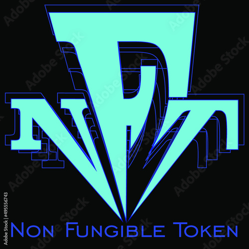 lettering of the nft logo with contours on a dark background