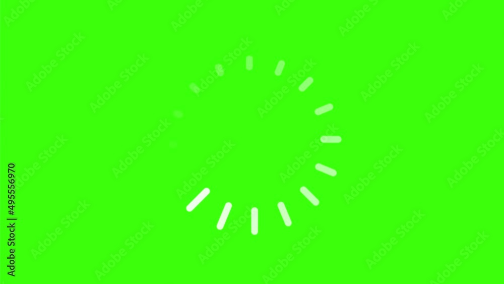 Animation of white line icon that are arranged around each other in a circle on green screen. Indicator for loading progress. Seamless looping. Video animated background.