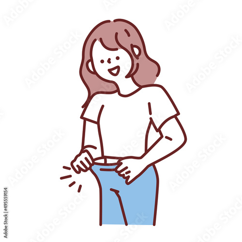 フィットネスをする女性(スポーツ、マラソン、ジョギング、運動、ダイエット、自分磨き、体操、ジム、エクササイズ、夏) Workout girl set. Woman doing fitness and yoga exercises. Lunges and squats, sport, plank and abc. Full body workout.