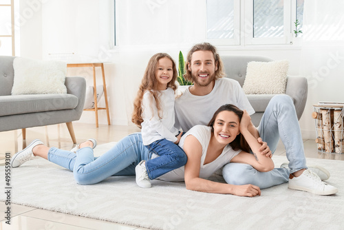 Young family on soft carpet...