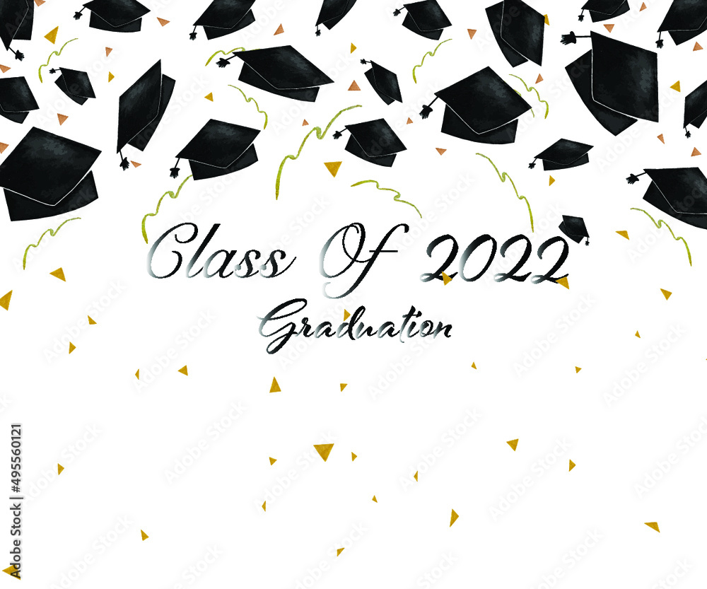 Class of 2022 graduation congratulations background, watercolor ...