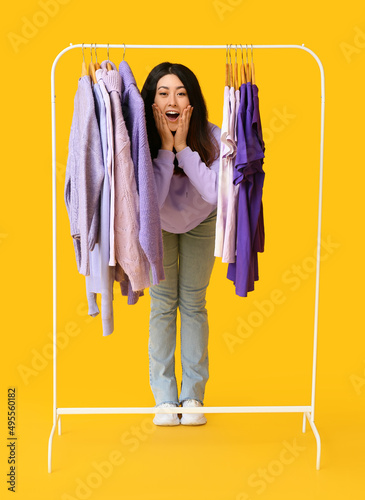 Surprised young Asian woman...